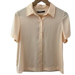 Quince Washable Silk Button Down Notch Collar Shirt Soft Peach Size XS